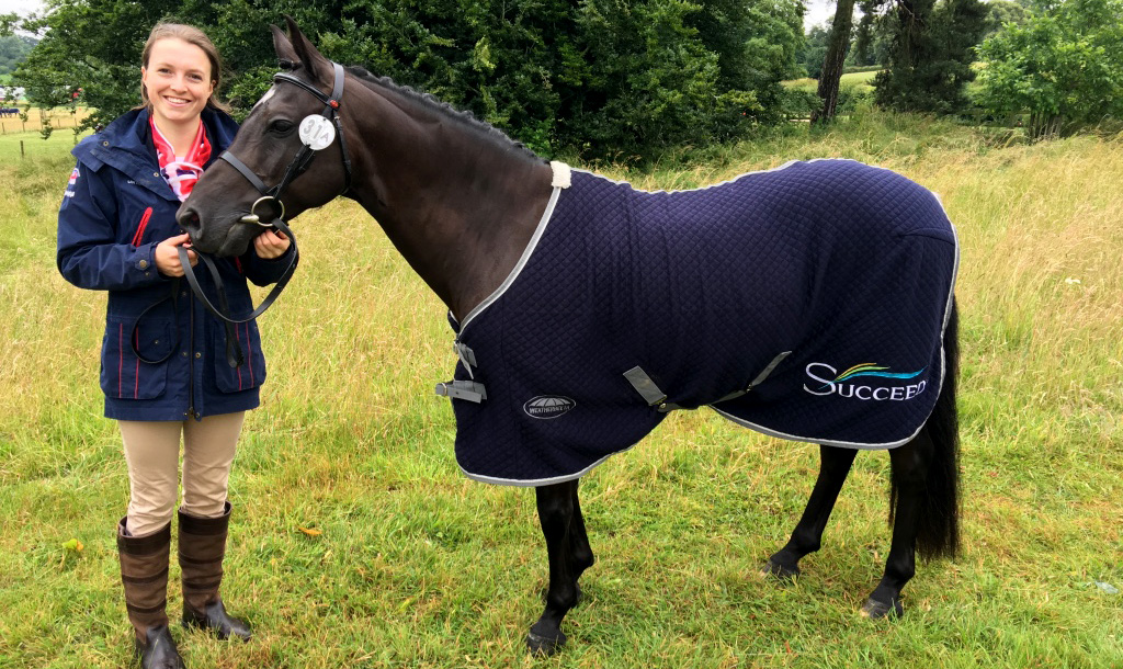Rosanna Walters-Symons with Hurricain wearing a Succeed Equine Blanket