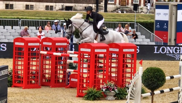 Tess Carmichael showjumping on the Longines Global Champions Tour, London 2019